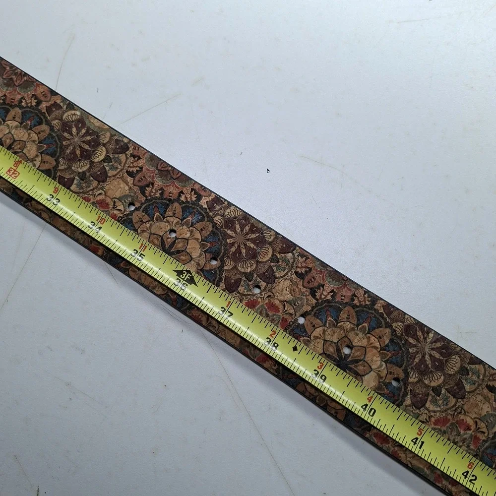 Boho Belt Brown Vintage Bohemian‎ style Buckle Belt Wide Cork Floral 44